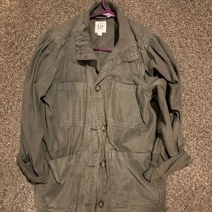 GAP Women’s Olive Green Utility Jacket Button Front Size Medium
